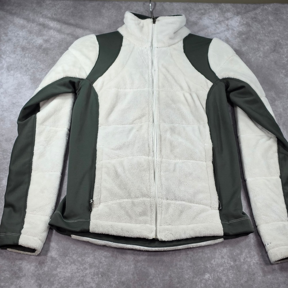 Columbia Fleece Jacket Womens M White Green Good Omni-Heat Full Zip Hybrid